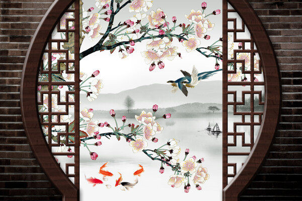 中式屏风背景墙