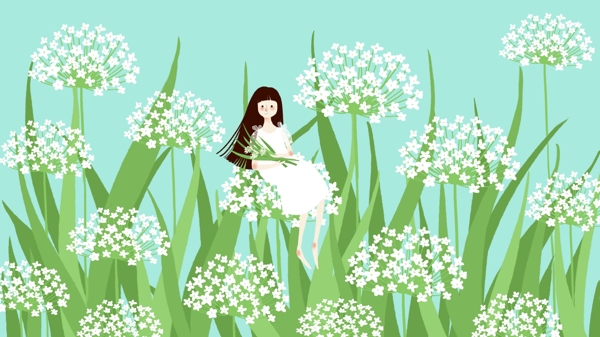 原创小清新女孩和她的花园系列之小白花