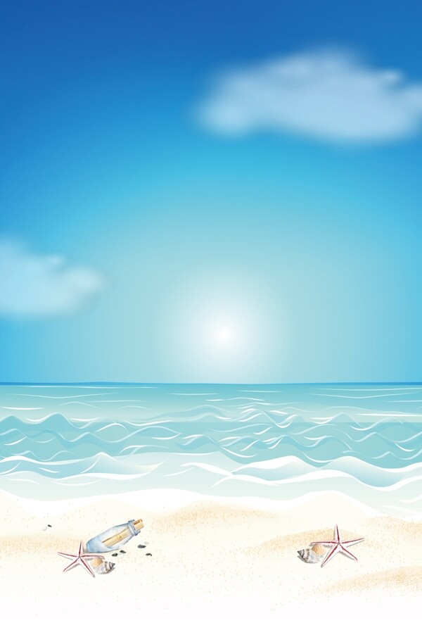 简单碧海蓝天沙滩主题背景