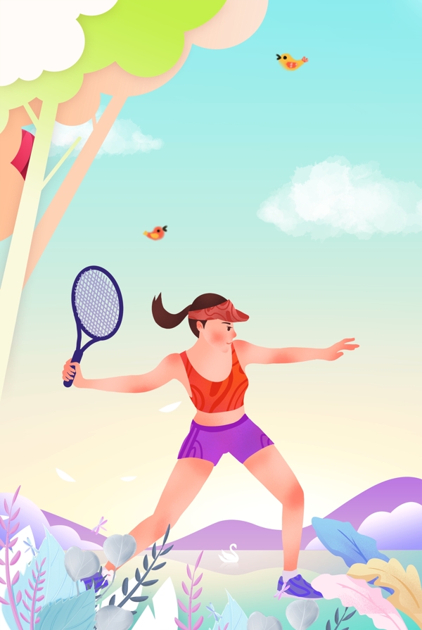 体育运动羽毛球海报