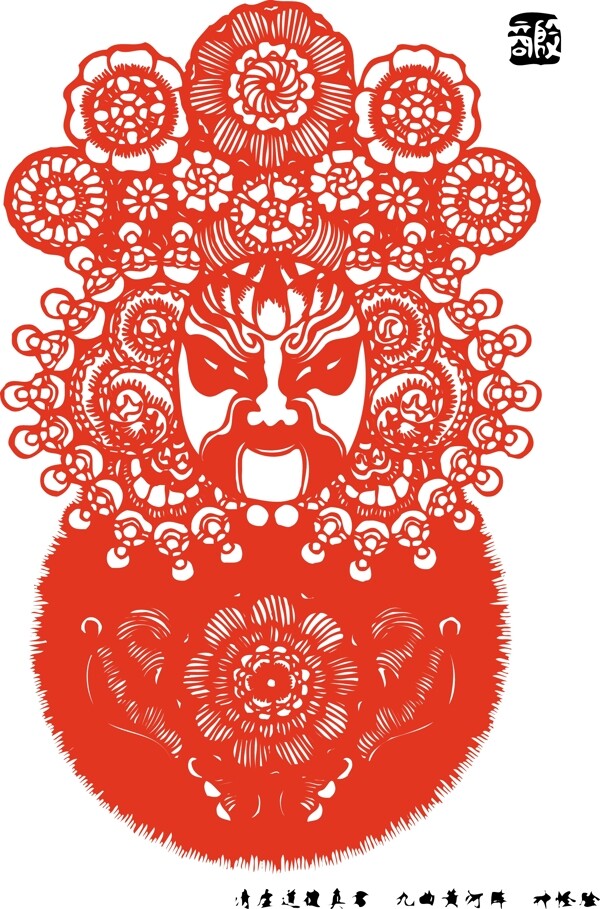 印花矢量圖色彩紅色民族臉譜免費素材