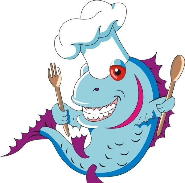 卡通廚師魚(yú)圖片