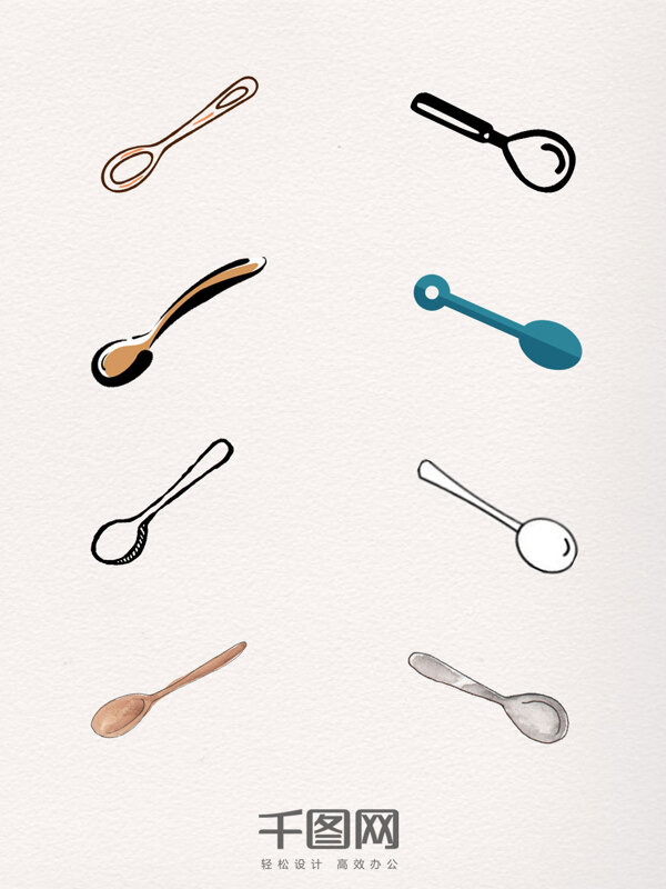 8款简单手绘风格的勺子