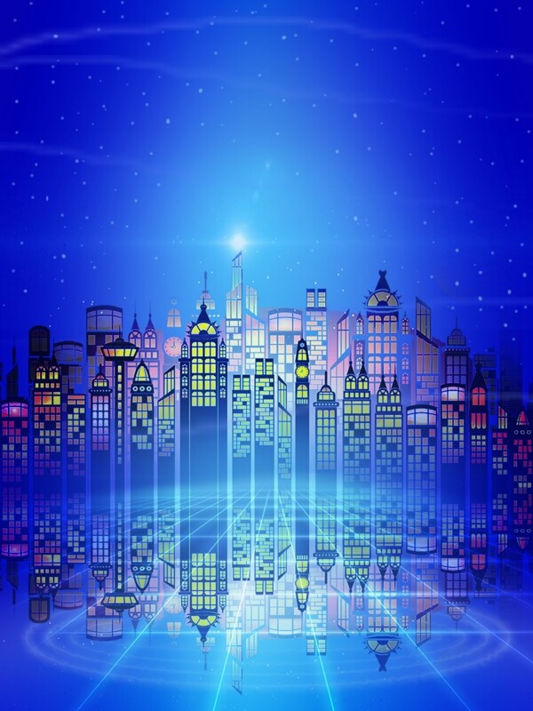蓝色科技城市背景
