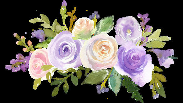 手绘有层次的玫瑰花卉PNG透明素材