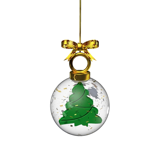 金色圣诞元素水晶玻璃球挂件之圣诞树
