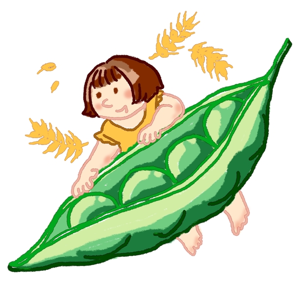 立秋豐收可愛手繪女孩