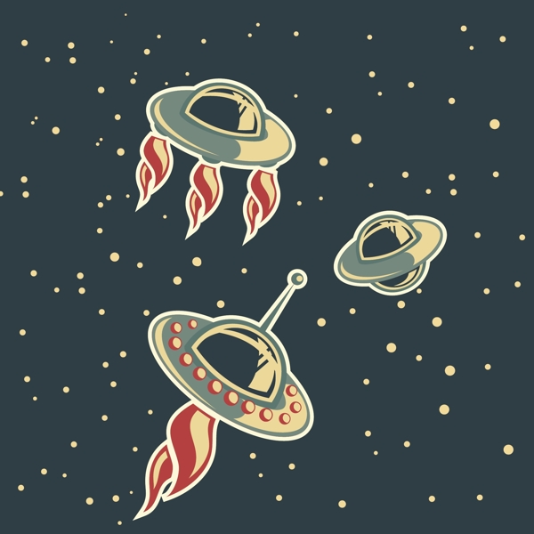 印花矢量圖宇宙飛船色彩紅色免費(fèi)素材