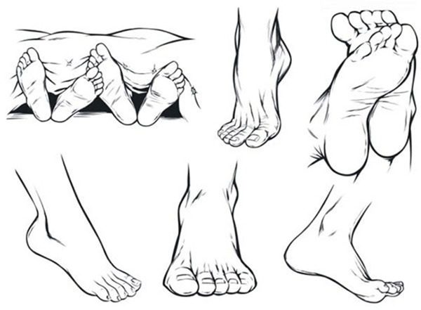 人体脚部素描矢量图片AI