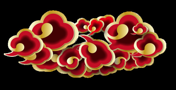 卡通手繪紅色祥云插畫(huà)png元素