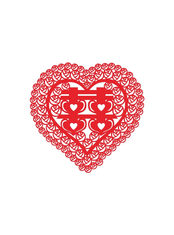 玫瑰花喜字圖片