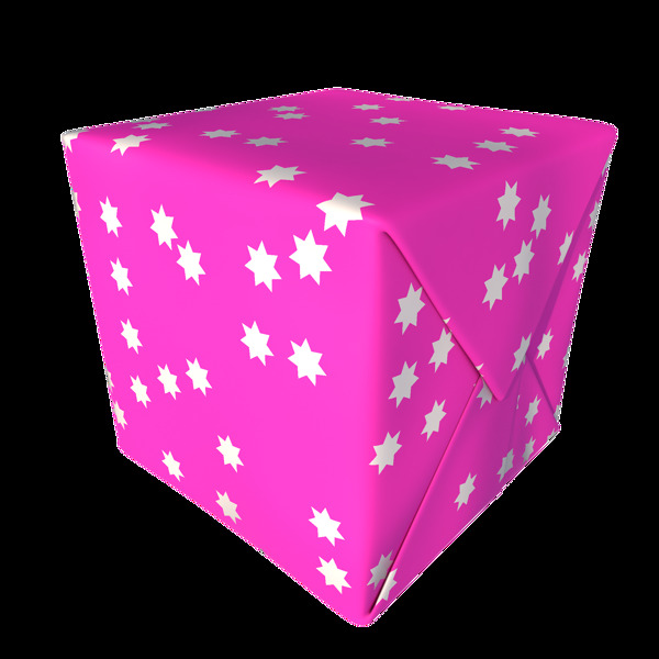 C4D2.5D粉红星星礼品盒礼物盒包装盒可商用元素