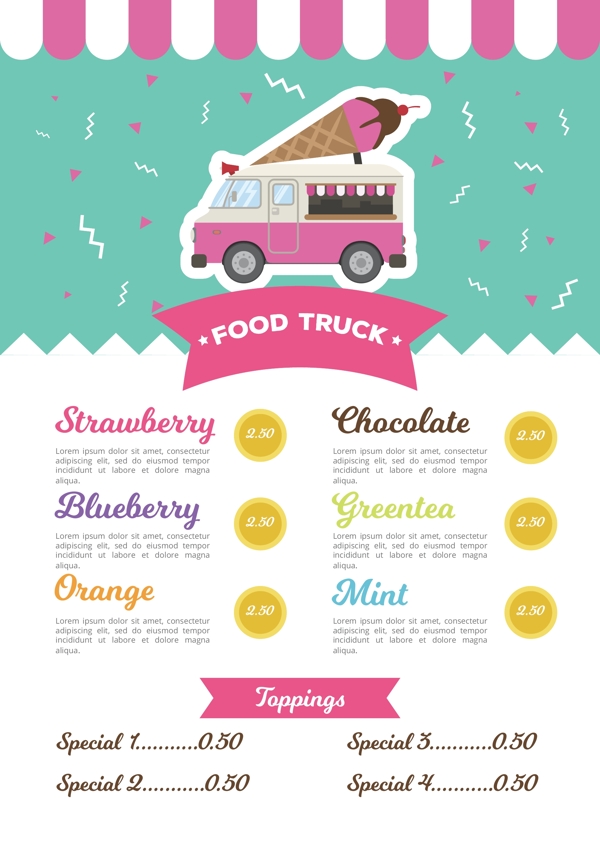 冰淇淋食品车菜单