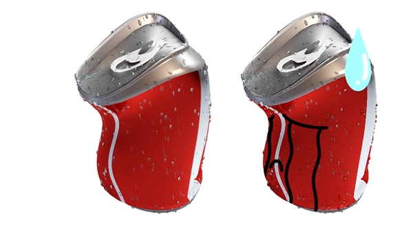 大暑热融化的可乐瓶易拉罐