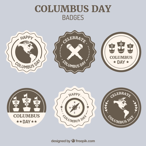 哥伦布日装饰徽章的收集