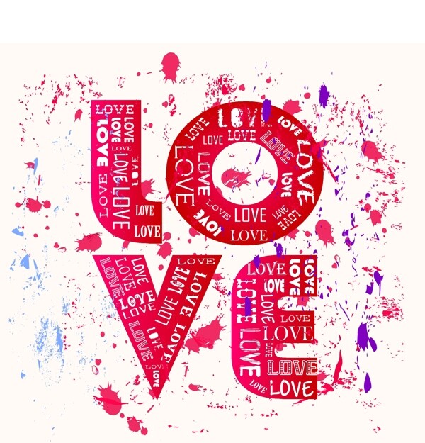 復(fù)古潑墨love矢量素材圖片