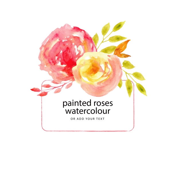 水彩玫瑰花框架图片