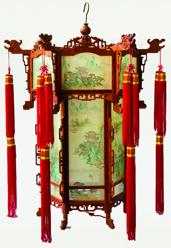 恭王府花梨木宫灯图片