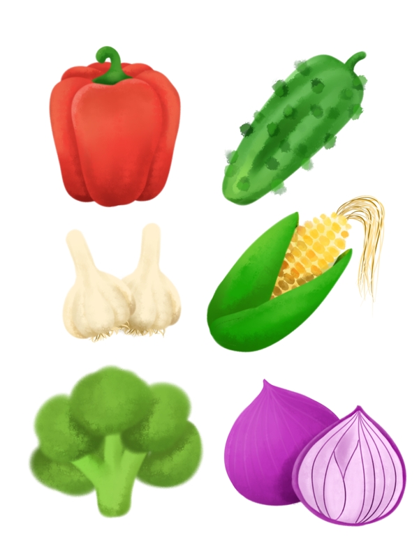 简约手绘蔬菜水果卡通可爱圆椒可商用元素