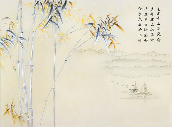 竹韵电视墙画