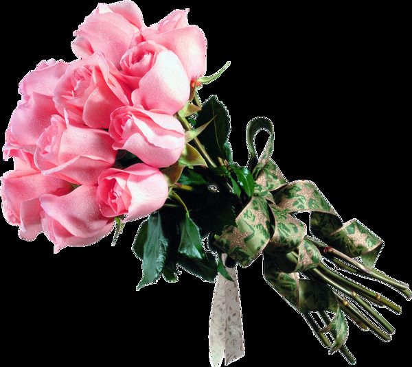 粉色玫瑰花束png元素
