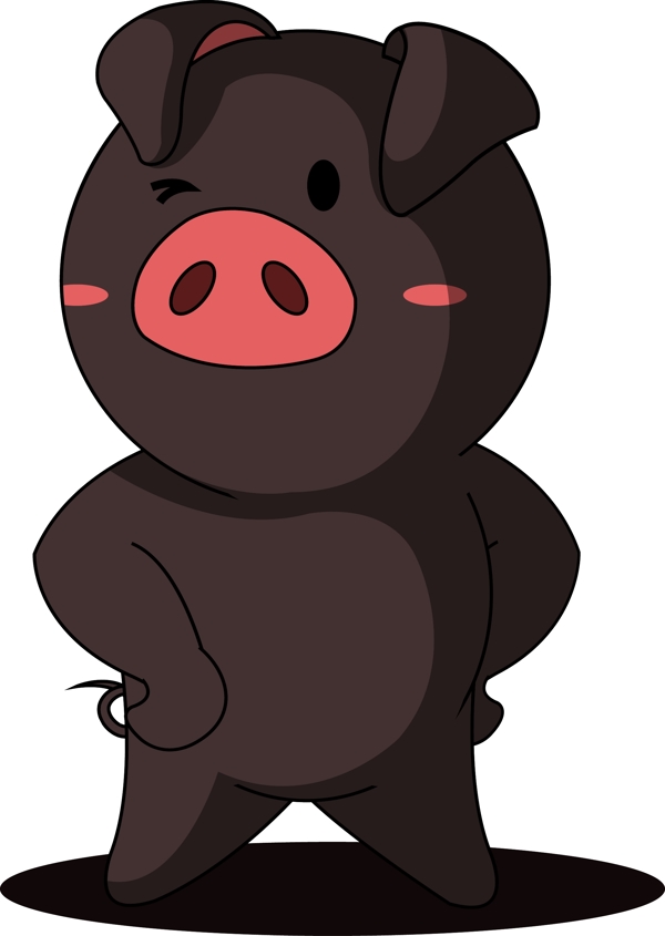 黑猪卡通小黑猪猪年小猪卡通可爱小猪
