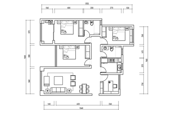 三房住宅室内设计方案