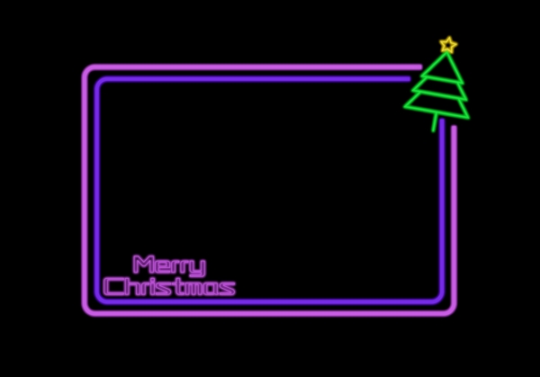 霓虹灯光圣诞树圣诞节快乐边框装饰