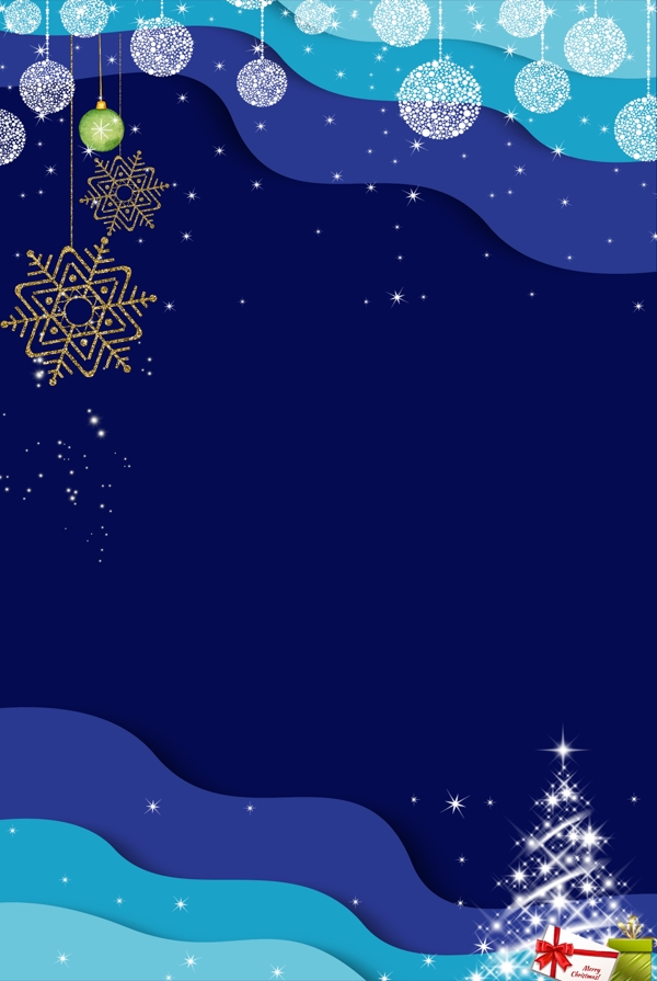 圣诞简约风蓝色折纸边框淘宝背景5背景