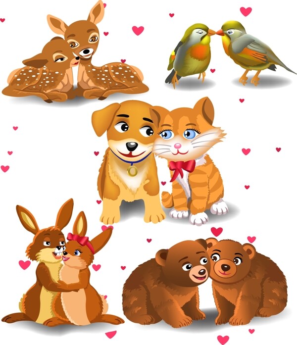 5款卡通情侣动物图片
