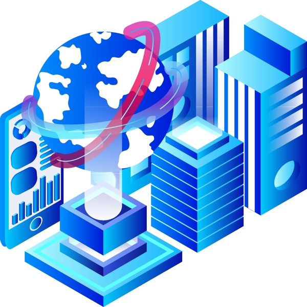 矢量商用2.5D科技地球素材