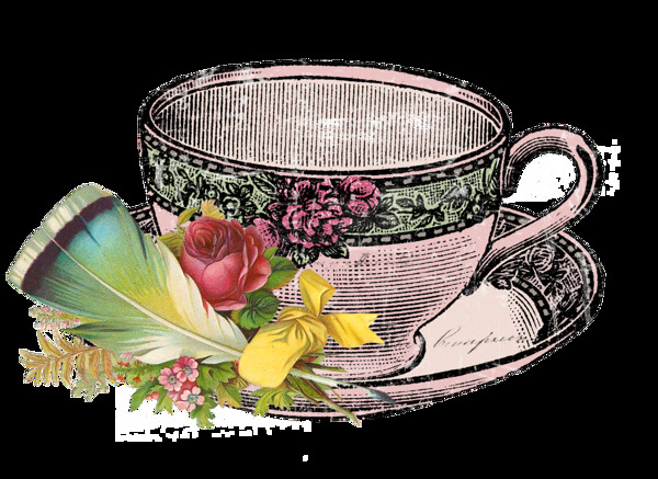 花邊杯子卡通透明素材