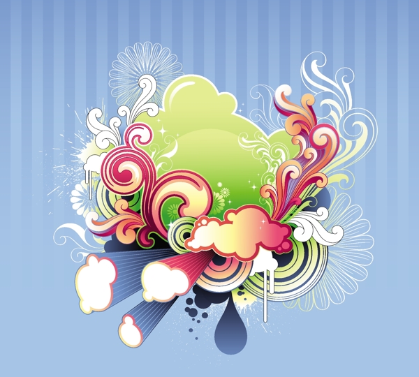 云朵花朵藤蔓圖案