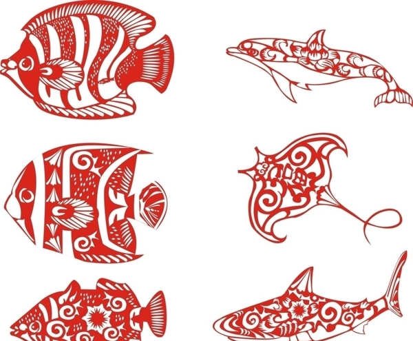 海洋生物剪紙圖片