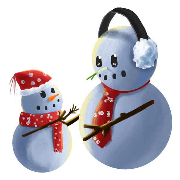 卡通清新唯美冬季雪人png元素