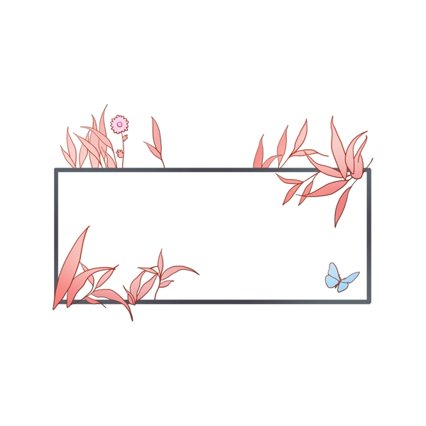 卡通蝴蝶花框插图