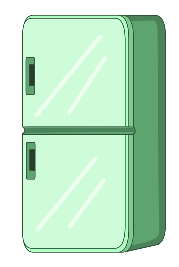 卡通绿色冰箱插图