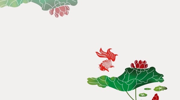 中国风传统荷花插画背景