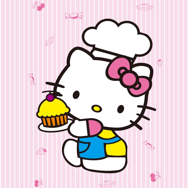 印花矢量圖可愛卡通卡通形象HELLOKITTY免費素材