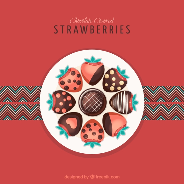 草莓巧克力矢量背景