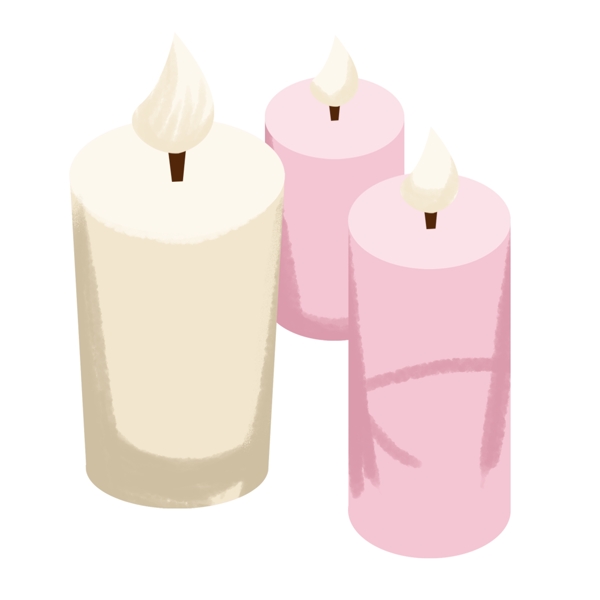 粉白色文艺蜡烛卡通png素材
