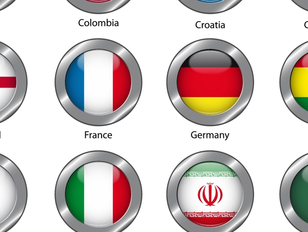 世界杯32强国旗图标矢量素材