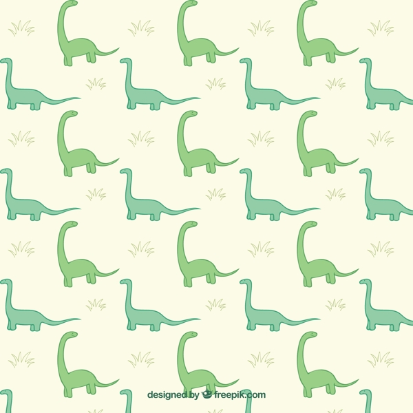 手绘绿色恐龙图案