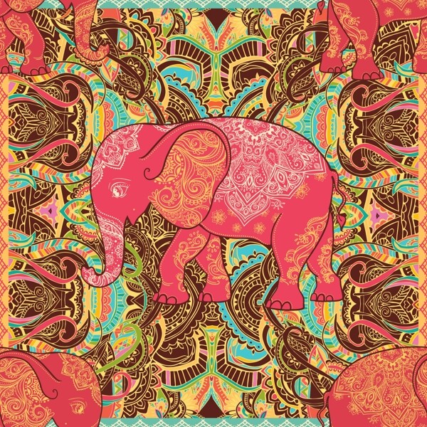 彩色大象背景