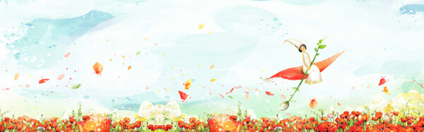 卡通氣球淘寶全屏banner背景