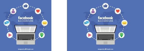 筆記本電腦Facebook背景矢量素材