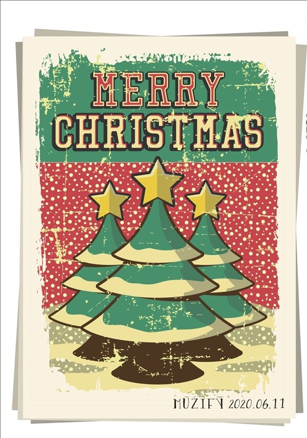 复古圣诞树海报设计