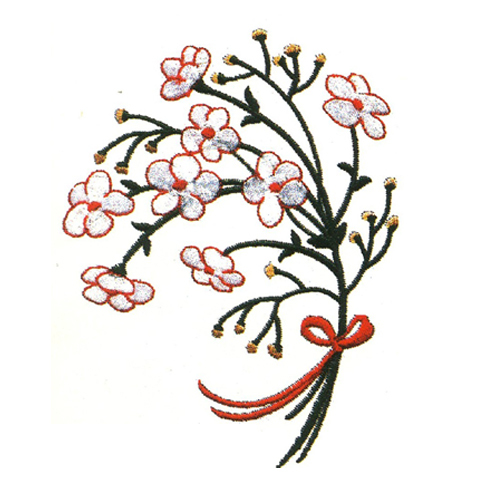 繡花花蝴蝶結(jié)粉色綠色免費素材