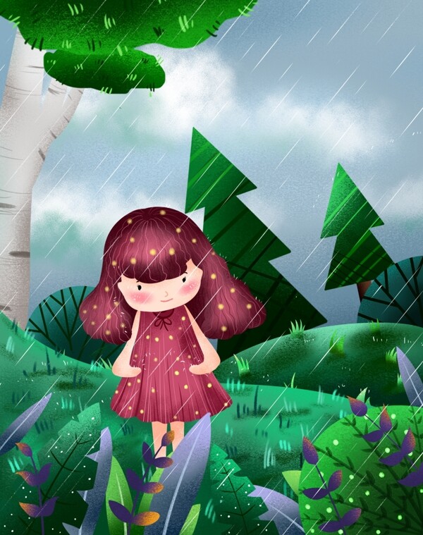 原創(chuàng)小清新插畫谷雨