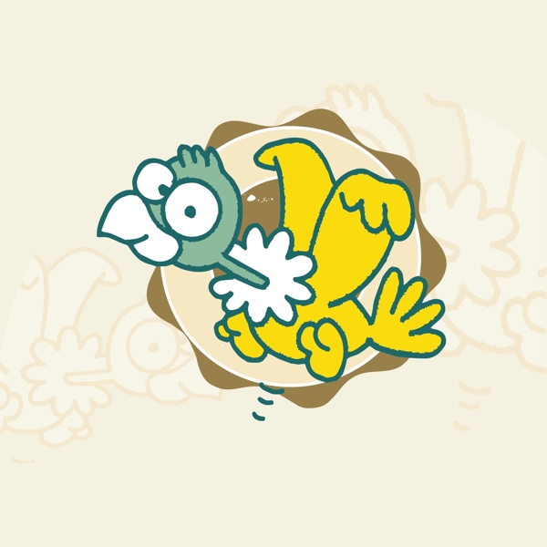 印花矢量圖可愛卡通卡通動物小斑鳩色彩免費素材